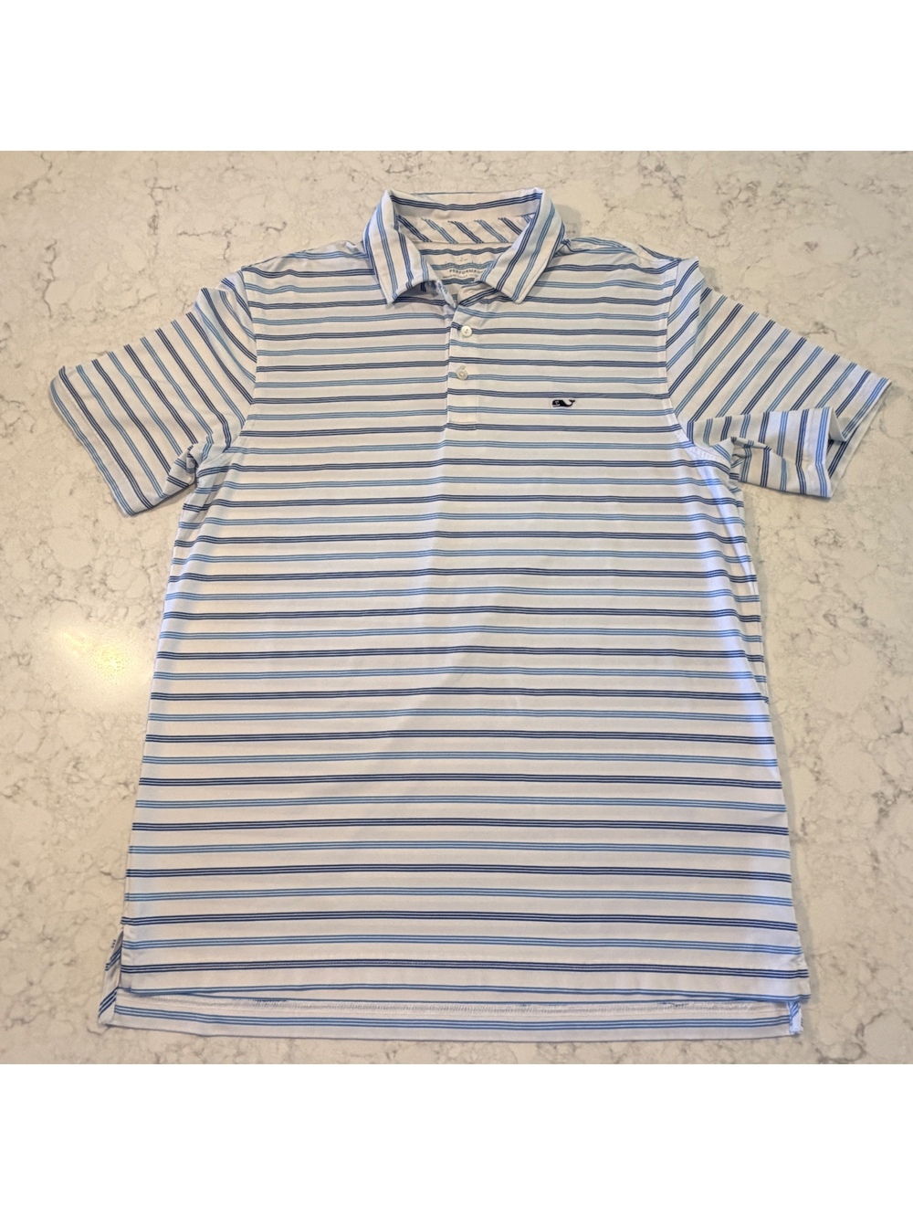 Vineyard Vines Men’s Bradley blue Stripe Sankaty Performance Polo Shirt Small - Picture 2 of 6